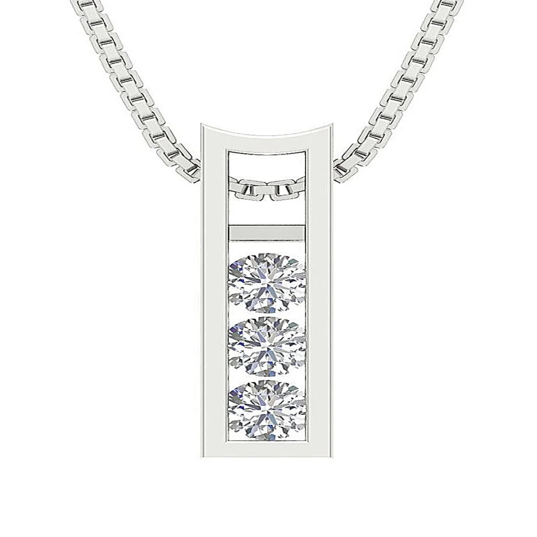 The Diego 3 Stone Round Cut Fashion Pendant Necklace White Yellow Rose Gold - Image 2