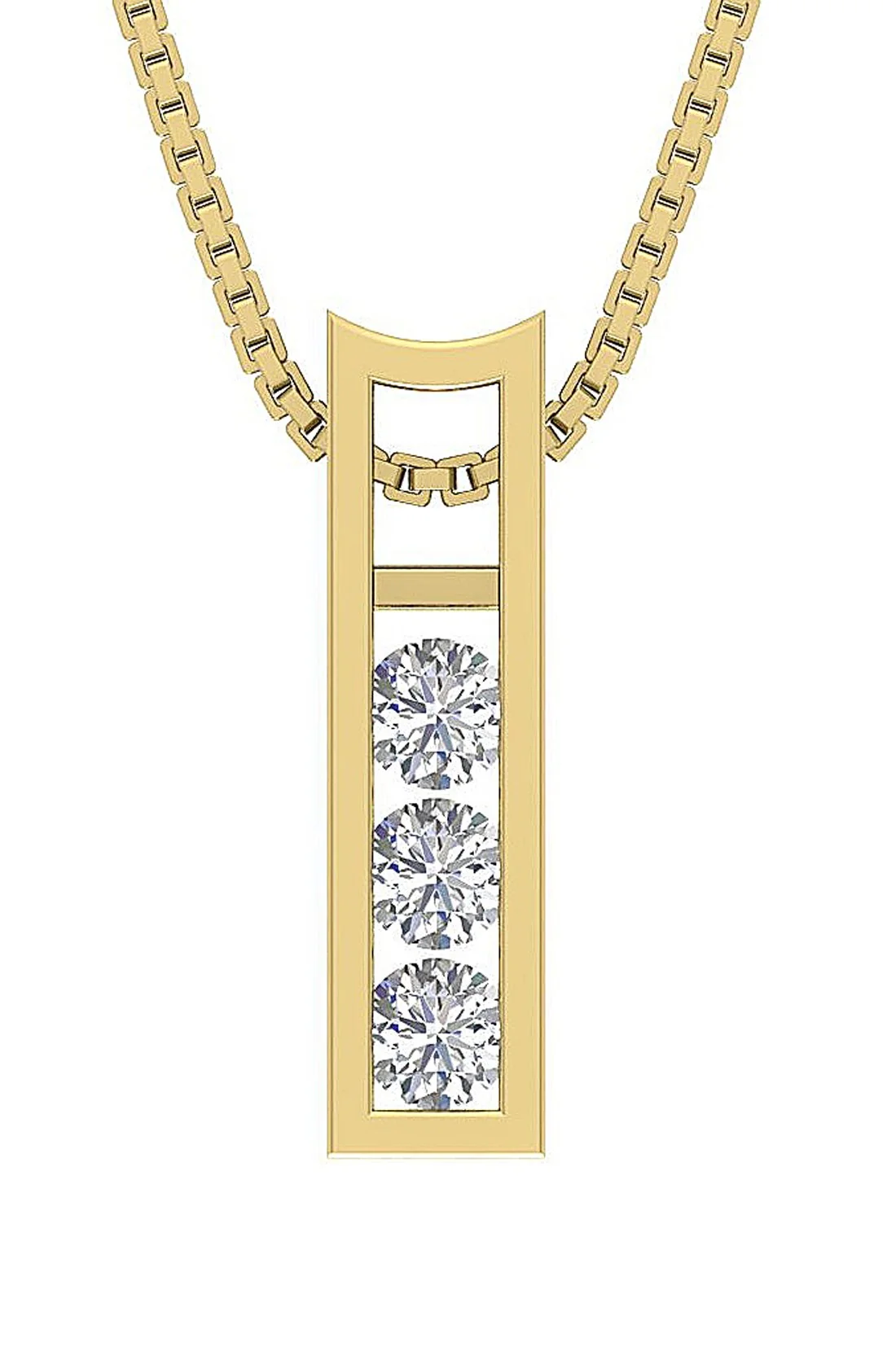 The Diego 3 Stone Round Cut Fashion Pendant Necklace White Yellow Rose Gold - Image 3