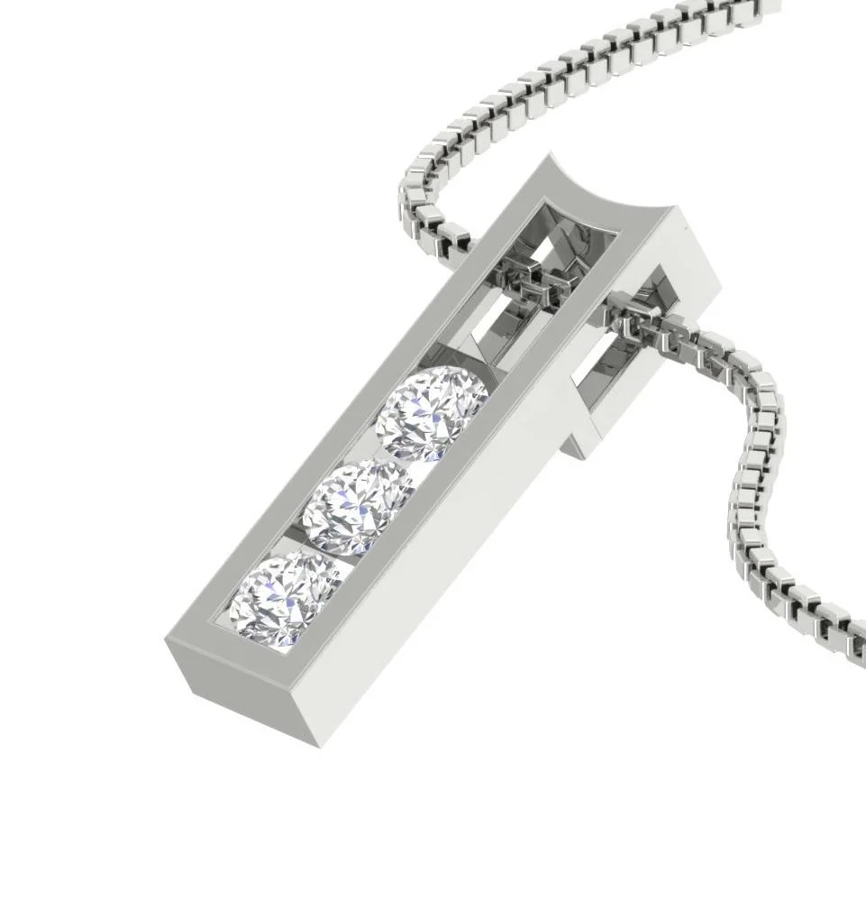 The Diego 3 Stone Round Cut Fashion Pendant Necklace White Yellow Rose Gold - Image 4