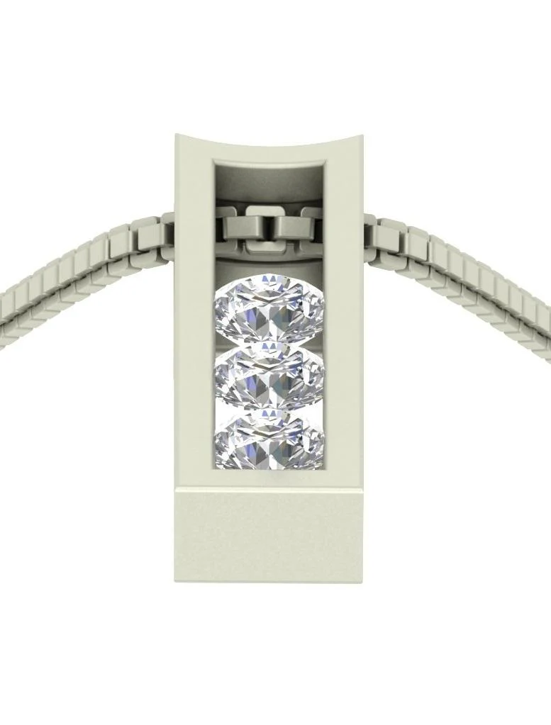 The Diego 3 Stone Round Cut Fashion Pendant Necklace White Yellow Rose Gold - Image 5