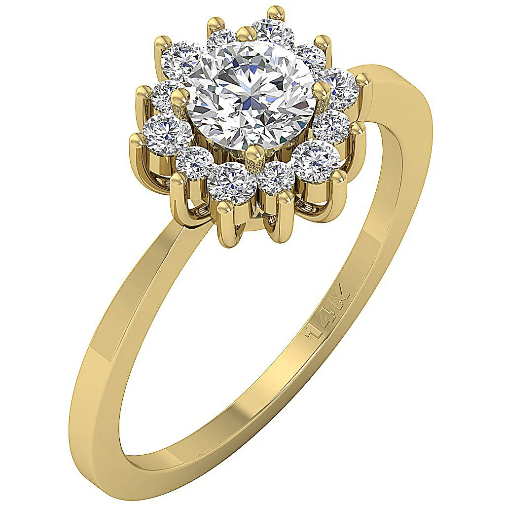 The Dillon Fancy Solitaire Diamond Halo Engagement Ring 14k White Gold Prong Set - Image 4