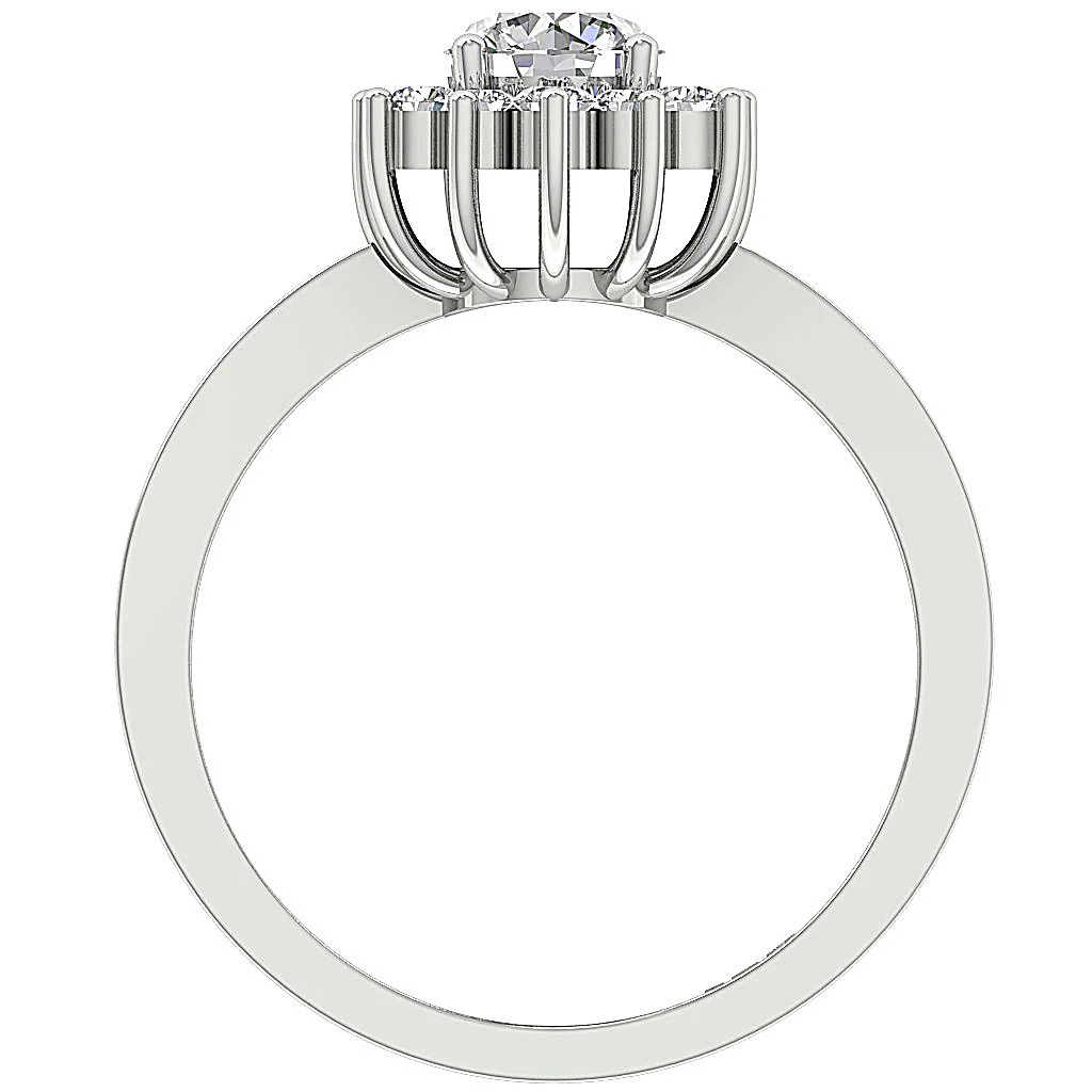 The Dillon Fancy Solitaire Diamond Halo Engagement Ring 14k White Gold Prong Set - Image 5