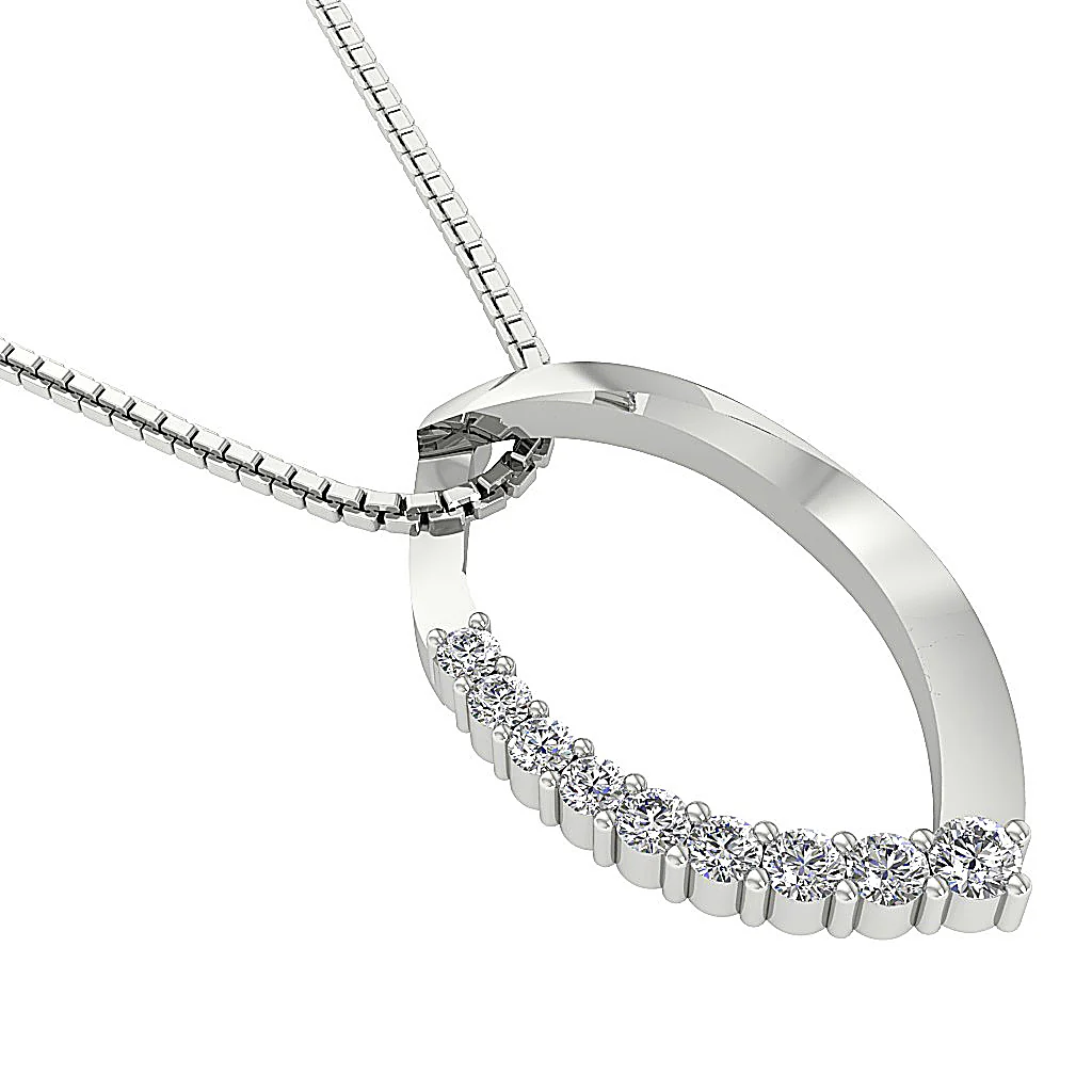 The Dominic Natural Diamond 14K White Solid Gold Fashion Pendant Prong Set - Image 10