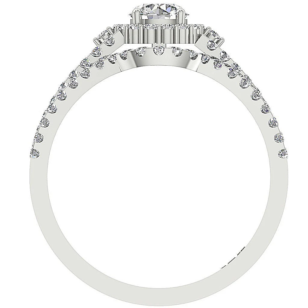 The Dominic Round Diamond White Gold Halo Split Shank Bridal Ring Set For Women - Image 5
