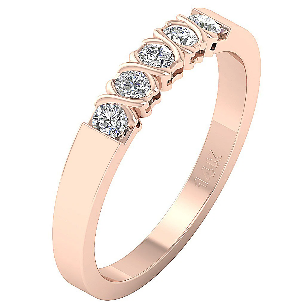 The Dominick Round Cut Diamond Five Stone Engagement Ring For Her 14K Rose Gold