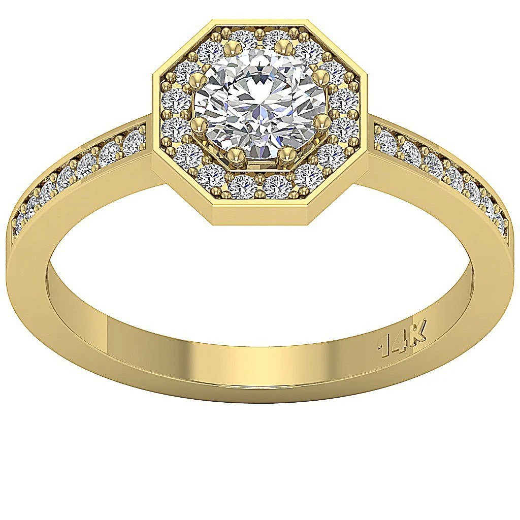 The Donovan Beautiful Round Diamond 14k Solid Gold Halo Solitaire Engagement Ring - Image 4