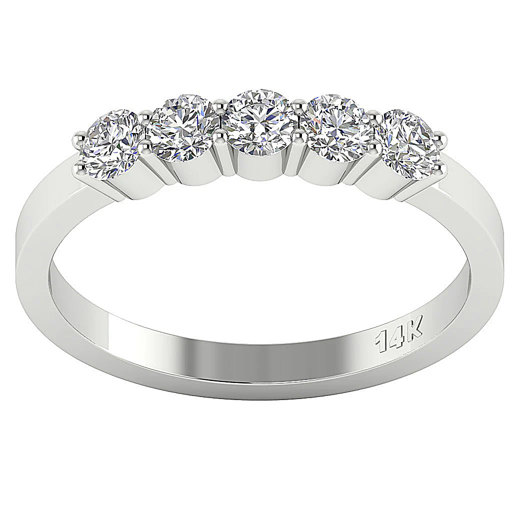 The Drew Simply Stunning Five Diamond Wedding Engagement Yellow Gold Ring Prong Set - Image 4
