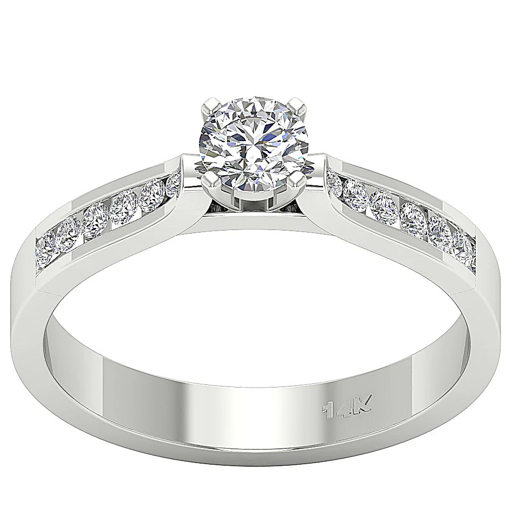 The Duke Solitaire With Accents Natural Diamond Anniversary Ring 14k Gold RS 4-12 - Image 4