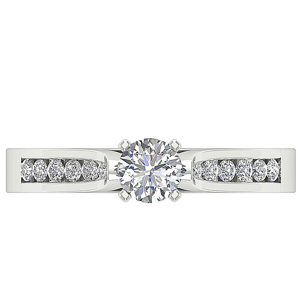 The Duke Solitaire With Accents Natural Diamond Anniversary Ring 14k Gold RS 4-12 - Image 6