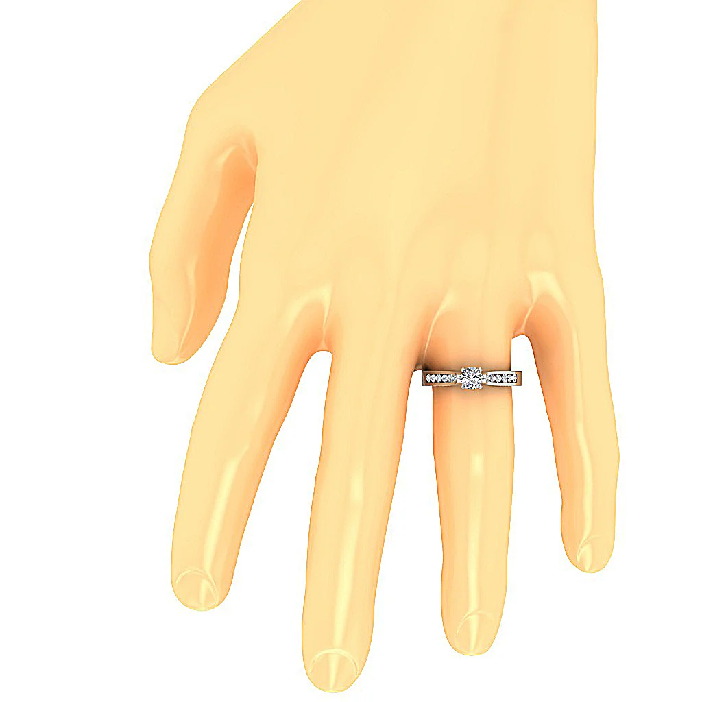 The Duke Solitaire With Accents Natural Diamond Anniversary Ring 14k Gold RS 4-12 - Image 7