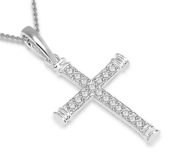 The Dylan Round Diamond Cross Pendant Prong Setting White Yellow Rose Gold - Image 4