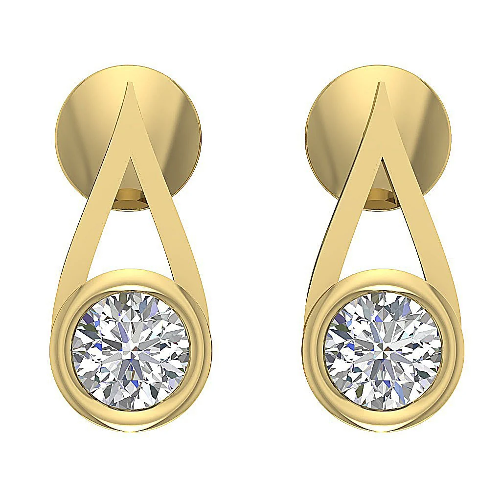 The Easton 14k White Gold Bezel Set Solitaire Fashion Earrings Round Diamond - Image 3