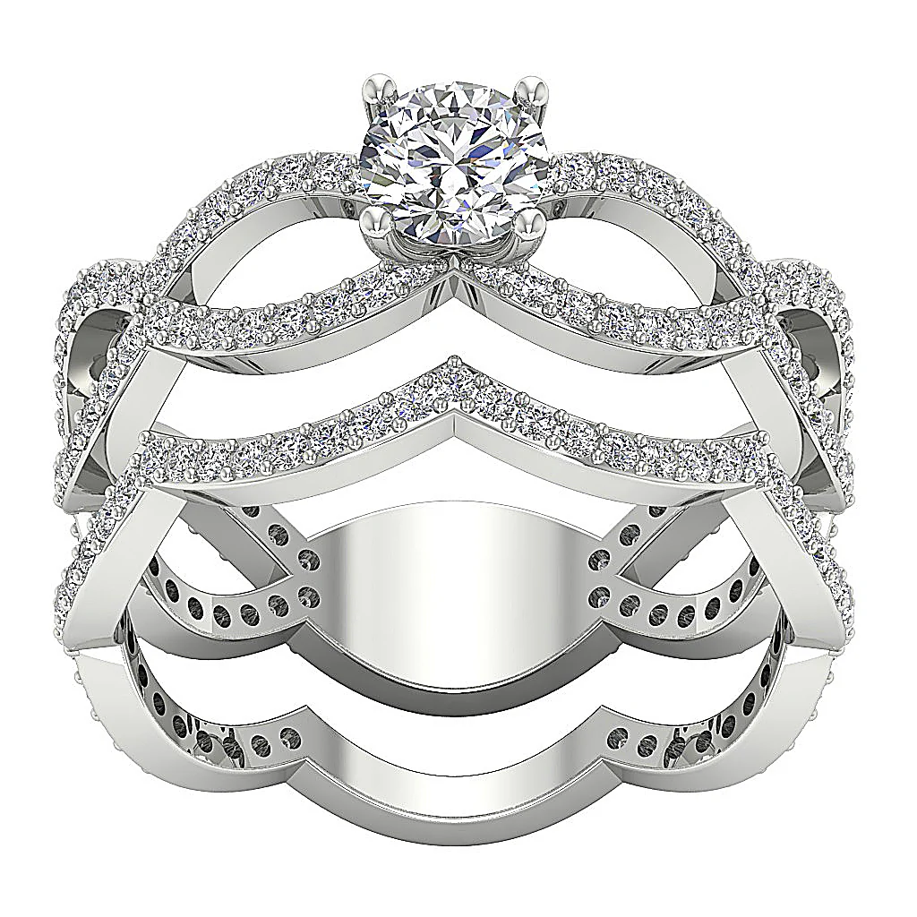 The Easton 14k Yellow Gold Natural Diamond Designer Bridal Engagement Ring Set 7.40 mm - Image 4