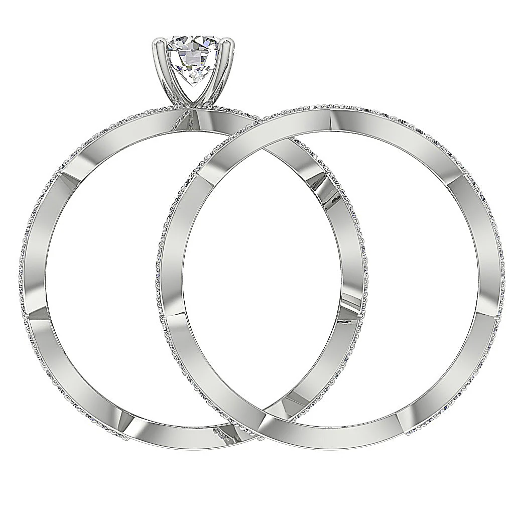 The Easton 14k Yellow Gold Natural Diamond Designer Bridal Engagement Ring Set 7.40 mm - Image 5