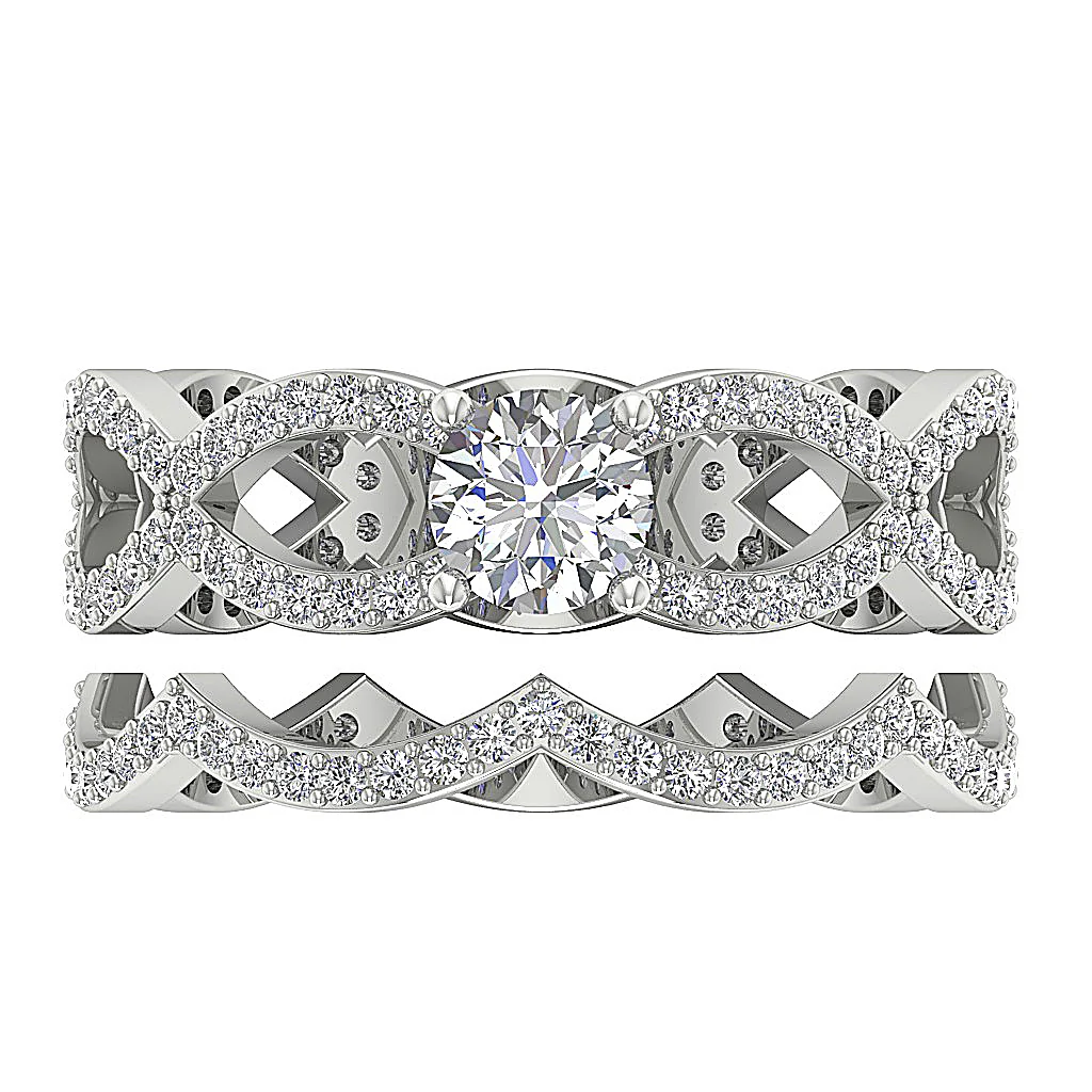 The Easton 14k Yellow Gold Natural Diamond Designer Bridal Engagement Ring Set 7.40 mm - Image 6