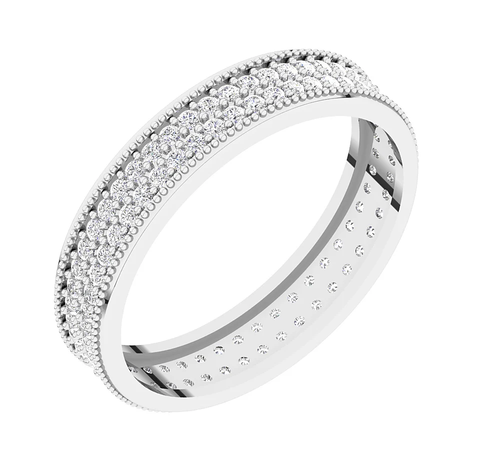 The Eddie 2 Row Eternity Wedding Ring Band Round Diamond 14K Yellow Gold - Image 2