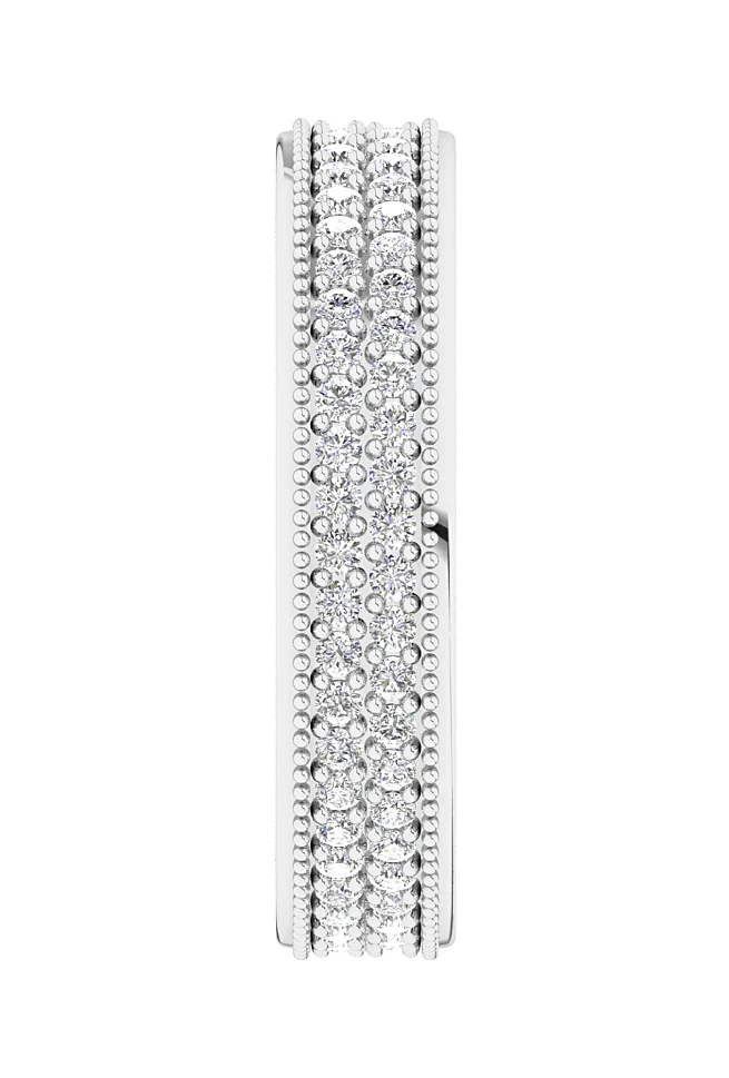 The Eddie 2 Row Eternity Wedding Ring Band Round Diamond 14K Yellow Gold - Image 6