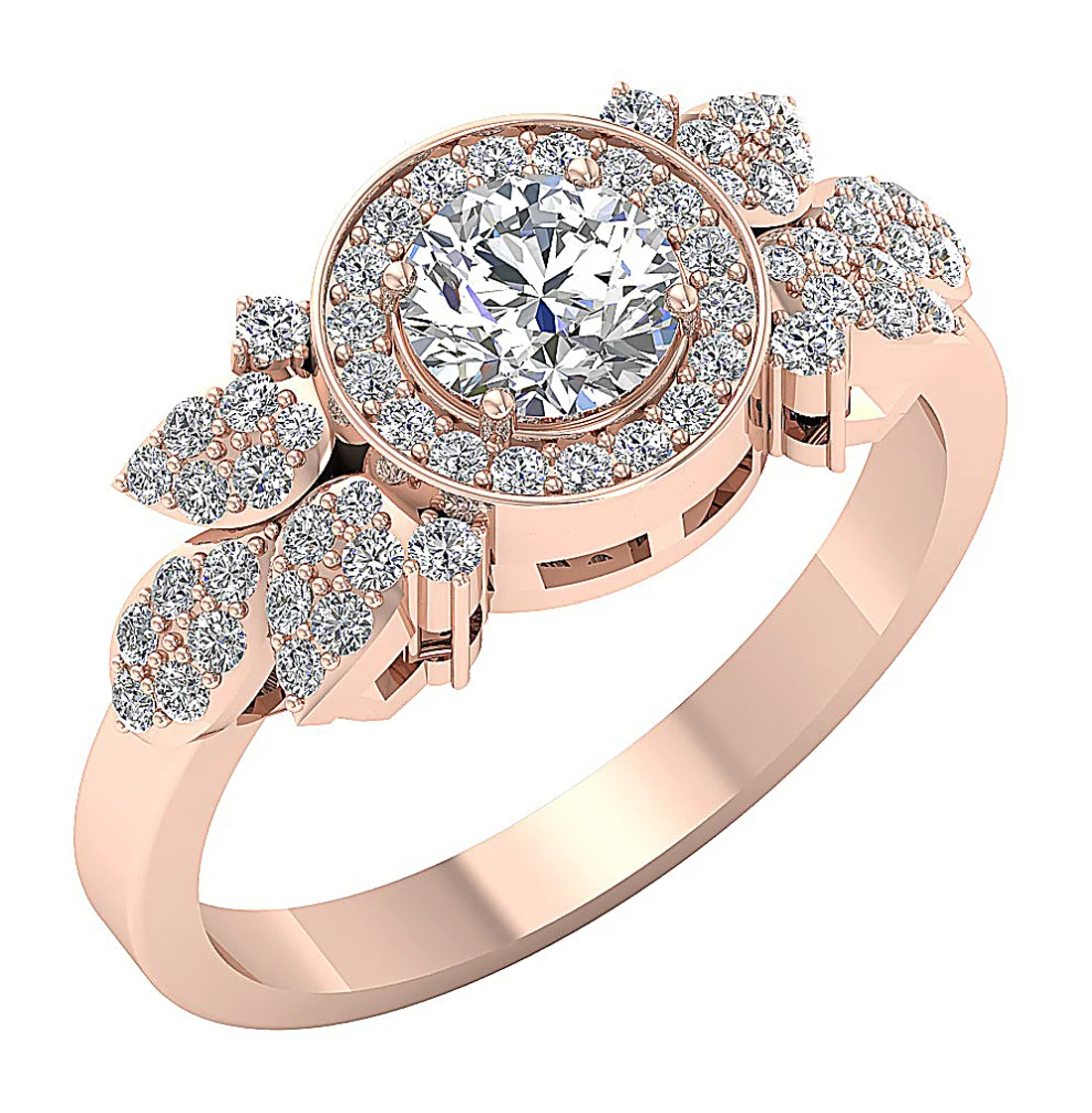 The Eden 14k Solid Gold Natural Diamond Solitaire Halo Engagement Ring Prong Set