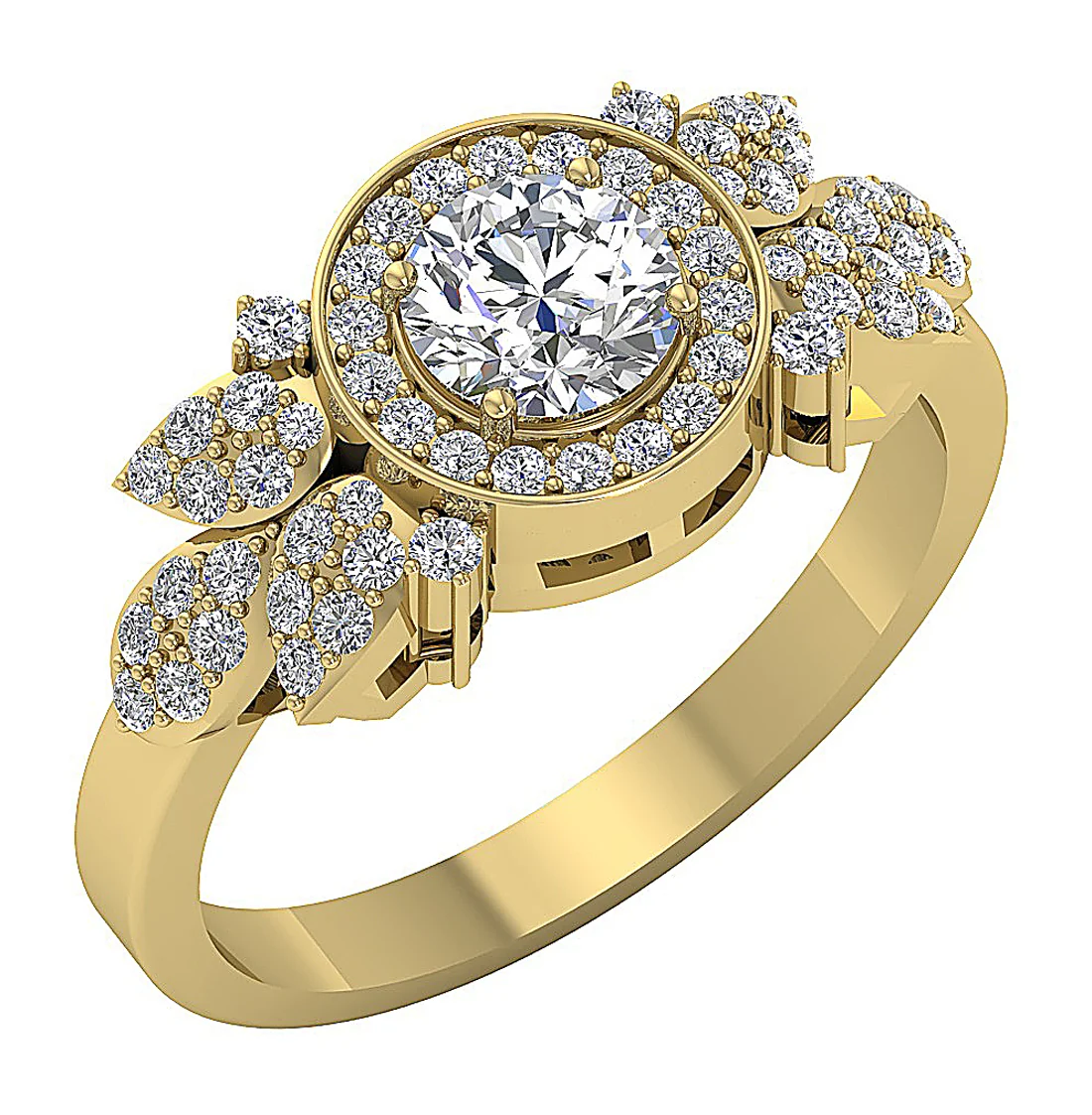 The Eden 14k Solid Gold Natural Diamond Solitaire Halo Engagement Ring Prong Set - Image 3