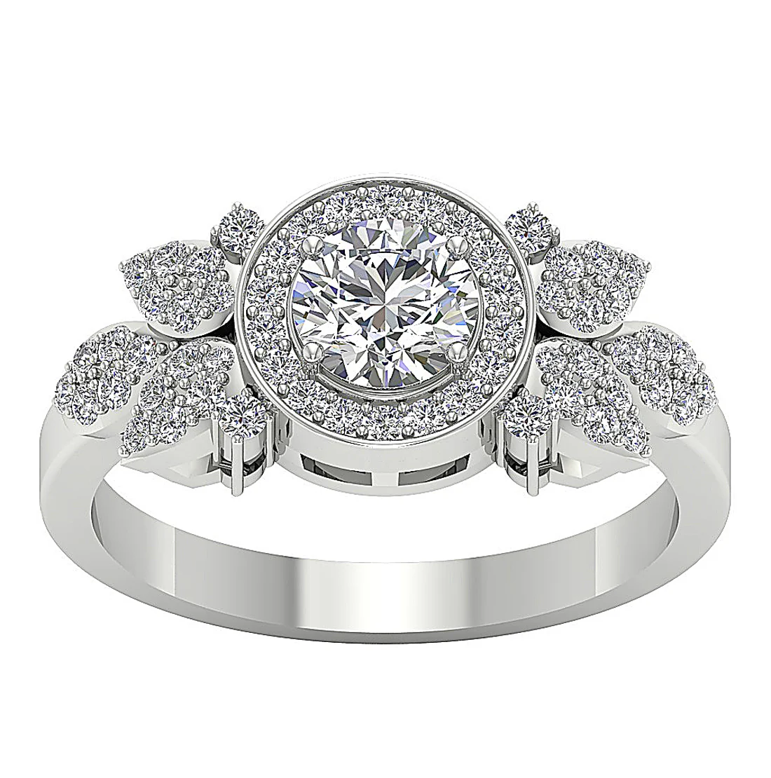 The Eden 14k Solid Gold Natural Diamond Solitaire Halo Engagement Ring Prong Set - Image 4