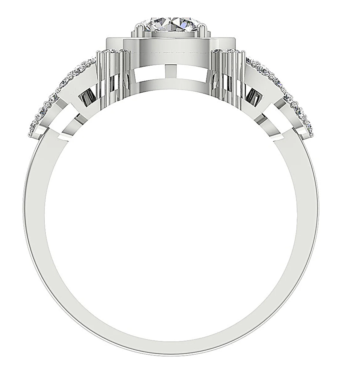 The Eden 14k Solid Gold Natural Diamond Solitaire Halo Engagement Ring Prong Set - Image 5