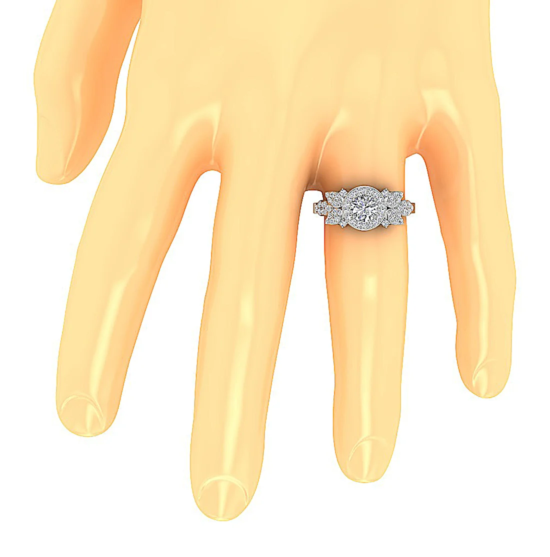 The Eden 14k Solid Gold Natural Diamond Solitaire Halo Engagement Ring Prong Set - Image 7