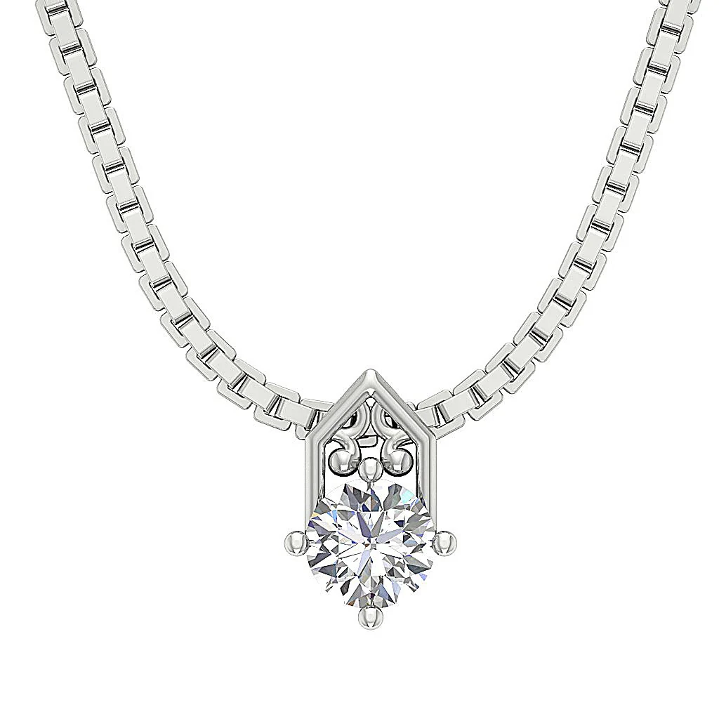 Prong Set Natural Diamond 14K Yellow Gold I1/SI1 G 0.30Ct Designer Solitaire Pendant Necklace - Image 5