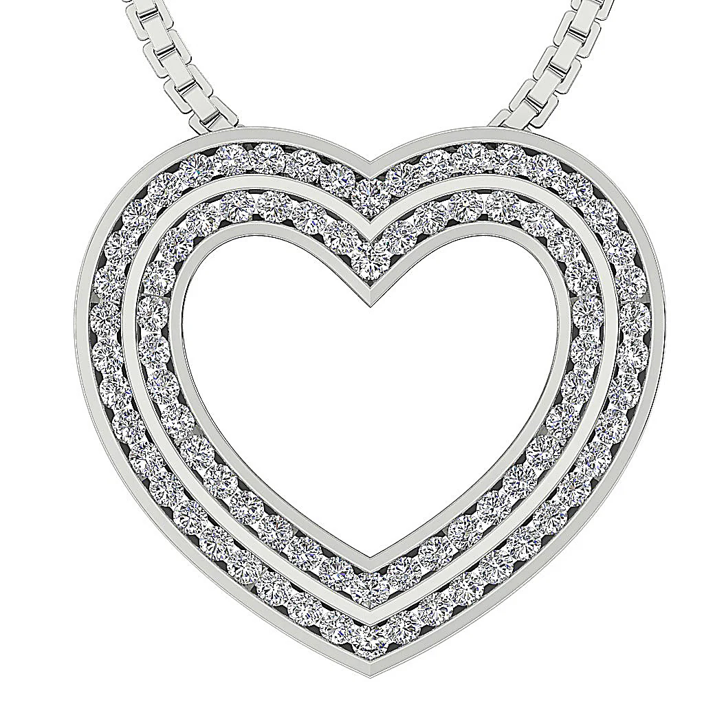The Eduardo 2 Carat Double Heart Pendant With Gold Chain Natural Diamond 14K Gold