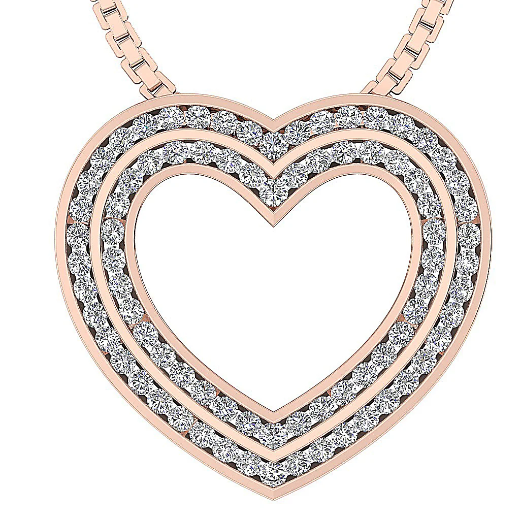 The Eduardo 2 Carat Double Heart Pendant With Gold Chain Natural Diamond 14K Gold - Image 3