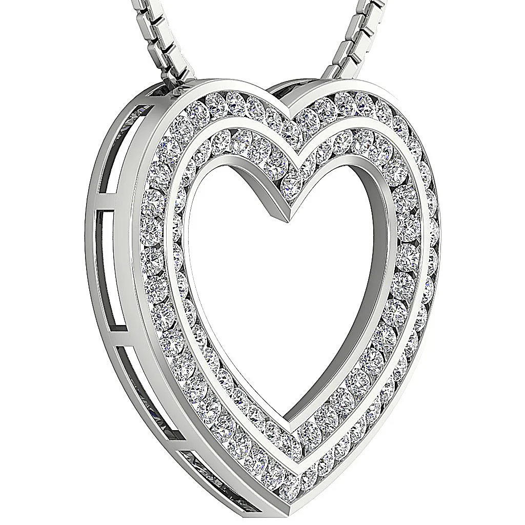The Eduardo 2 Carat Double Heart Pendant With Gold Chain Natural Diamond 14K Gold - Image 4