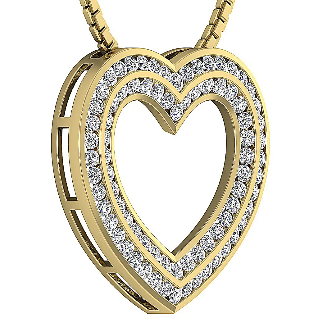 The Eduardo 2 Carat Double Heart Pendant With Gold Chain Natural Diamond 14K Gold - Image 5