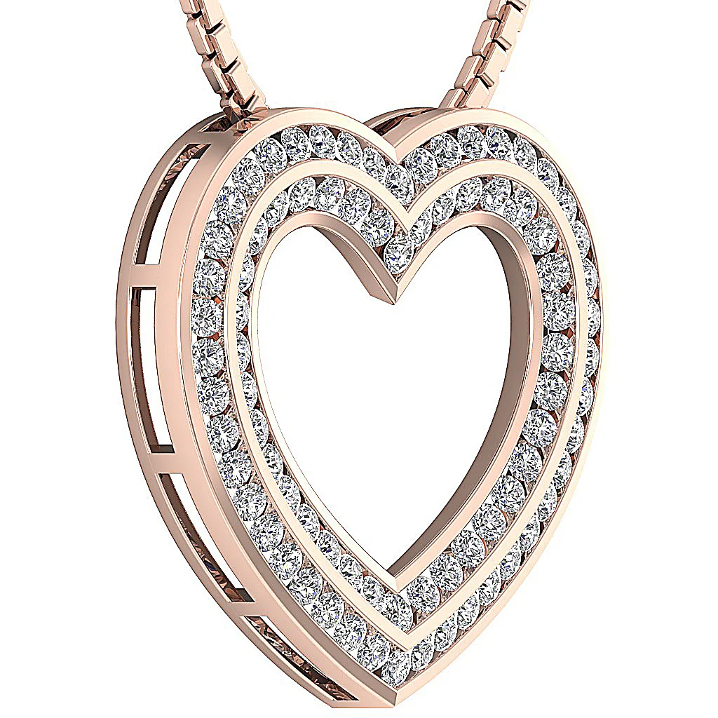 The Eduardo 2 Carat Double Heart Pendant With Gold Chain Natural Diamond 14K Gold - Image 6