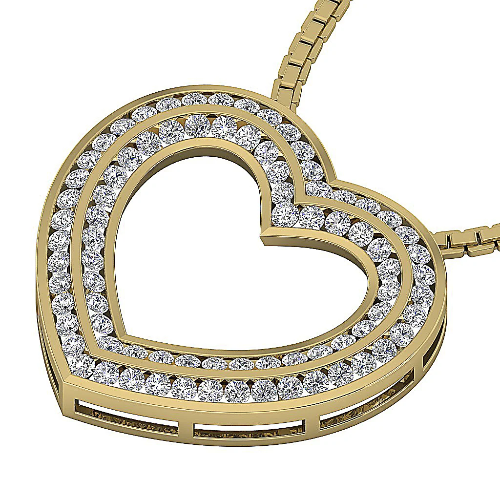 The Eduardo 2 Carat Double Heart Pendant With Gold Chain Natural Diamond 14K Gold - Image 8