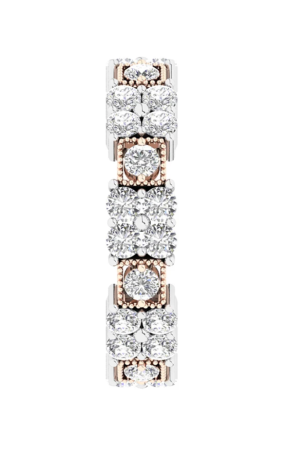 The Eduardo 14K Two-Tone Gold Round Cut Diamond Full Eternity Engagement Ring - Image 10