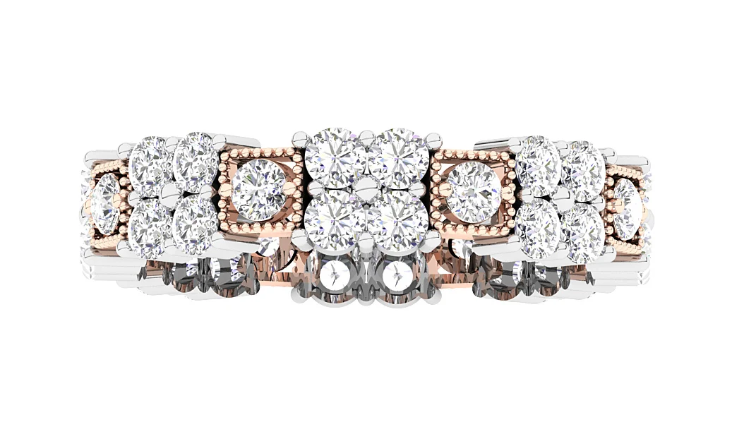 The Eduardo 14K Two-Tone Gold Round Cut Diamond Full Eternity Engagement Ring - Image 12