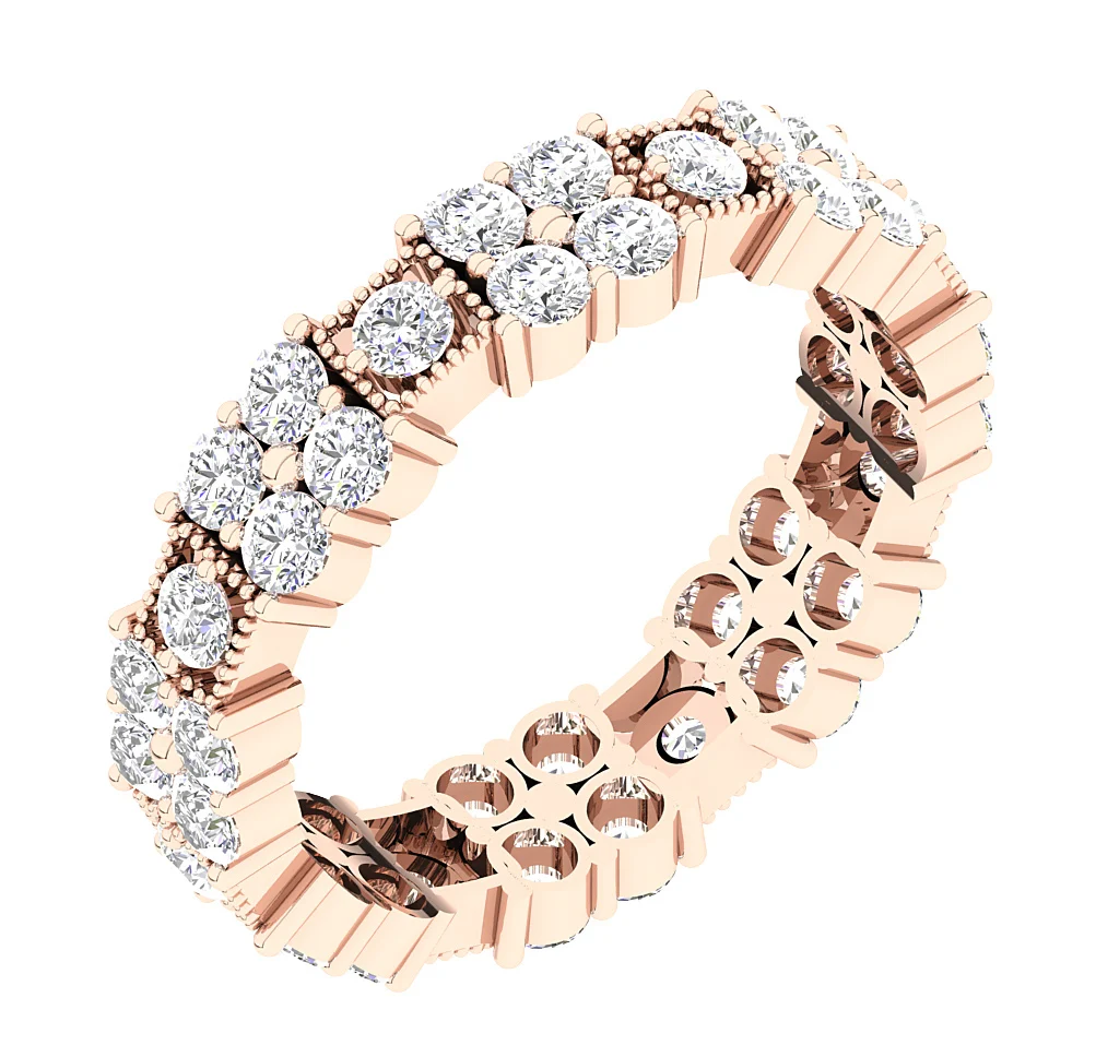 The Eduardo 14K Two-Tone Gold Round Cut Diamond Full Eternity Engagement Ring - Image 3