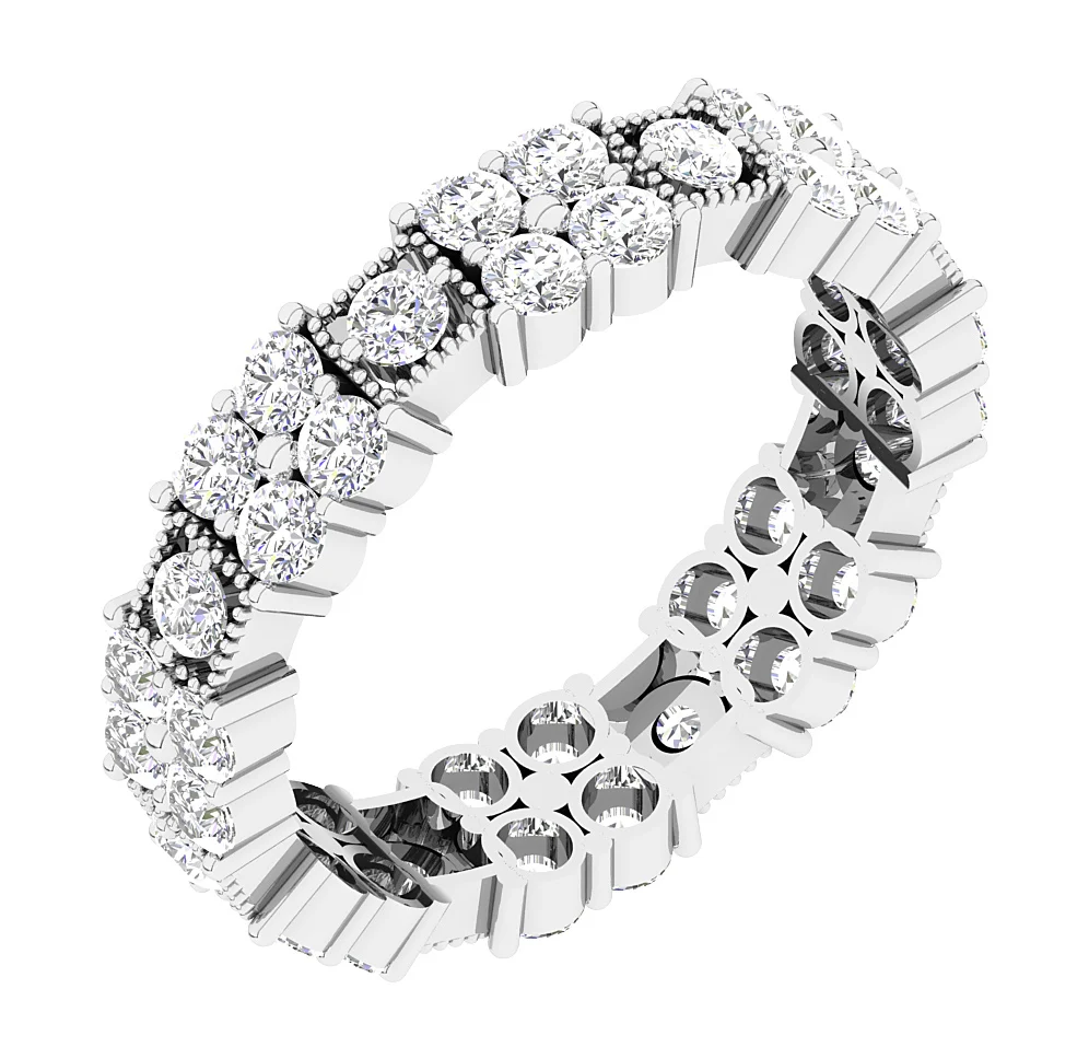 The Eduardo 14K Two-Tone Gold Round Cut Diamond Full Eternity Engagement Ring - Image 4