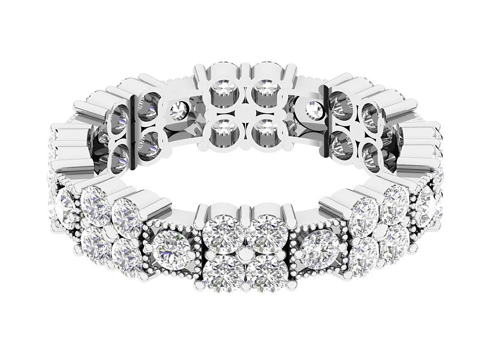 The Eduardo 14K Two-Tone Gold Round Cut Diamond Full Eternity Engagement Ring - Image 7