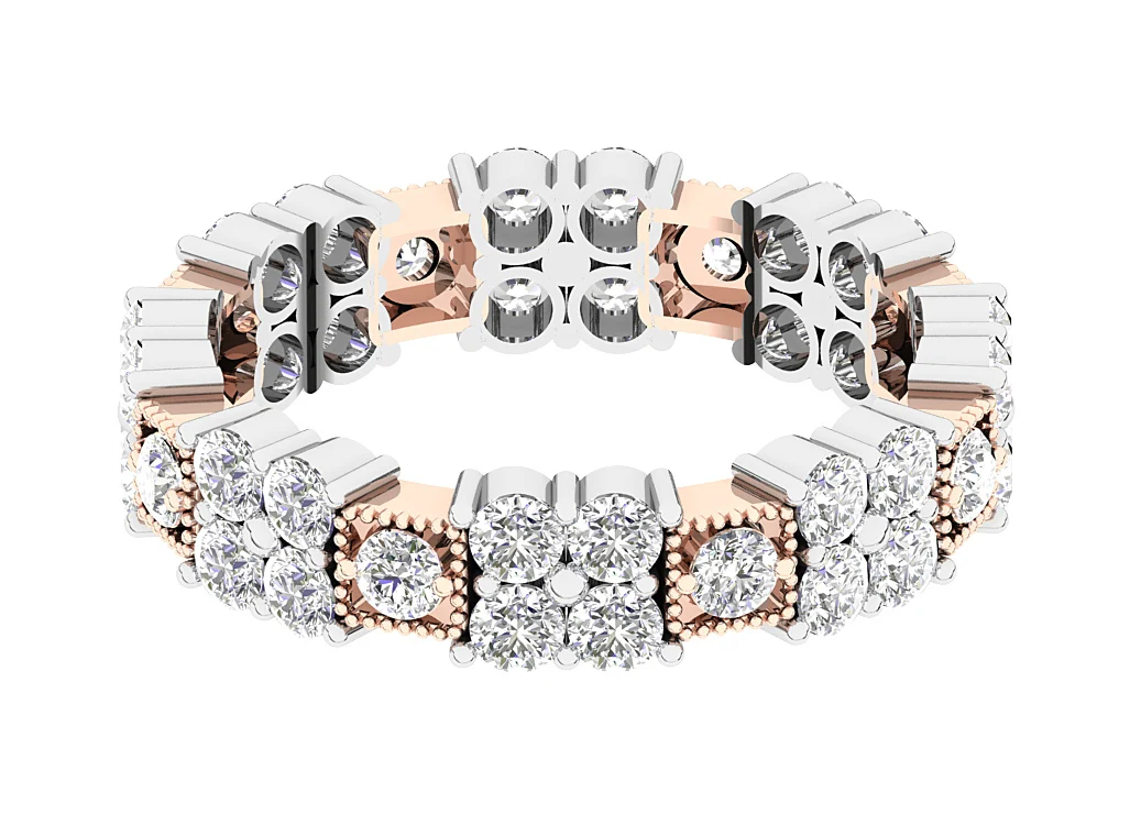 The Eduardo 14K Two-Tone Gold Round Cut Diamond Full Eternity Engagement Ring - Image 8