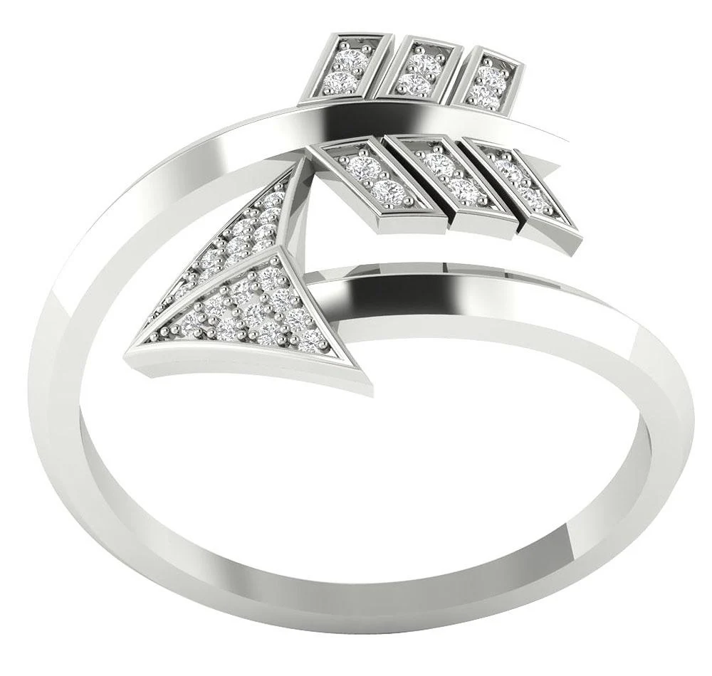 The Edward Open Arrow Fashion Wedding Ring Round Diamond Yellow Gold Band - Image 5