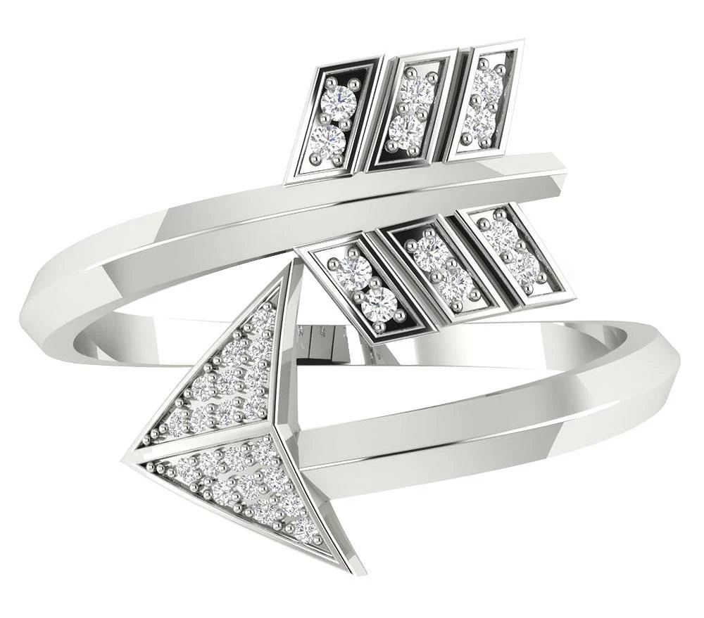 The Edward Open Arrow Fashion Wedding Ring Round Diamond Yellow Gold Band - Image 6