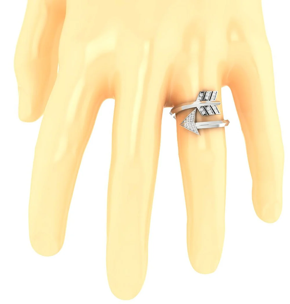 The Edward Open Arrow Fashion Wedding Ring Round Diamond Yellow Gold Band - Image 7