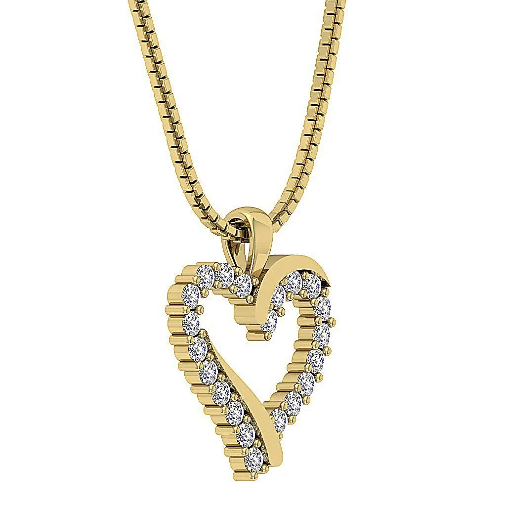 The Edwin Round Cut Diamond Heart Pendant 14K Solid Gold Prong Setting 0.90 inch - Image 5