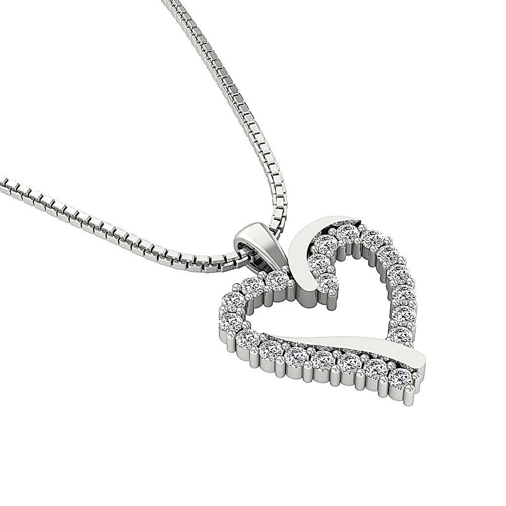 The Edwin Round Cut Diamond Heart Pendant 14K Solid Gold Prong Setting 0.90 inch - Image 7