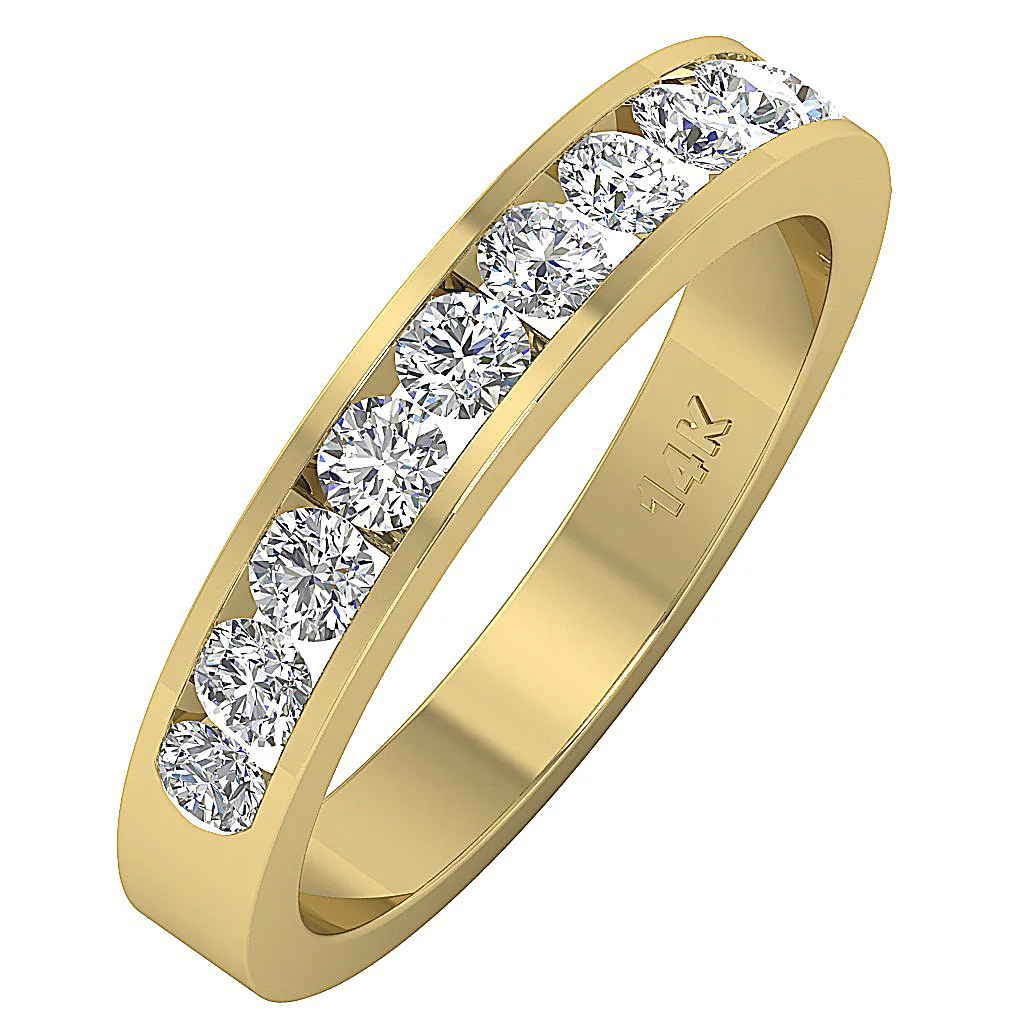 The Egypt 14K Solid Yellow Gold Genuine Diamond Channel Set Wedding Ring - Image 2