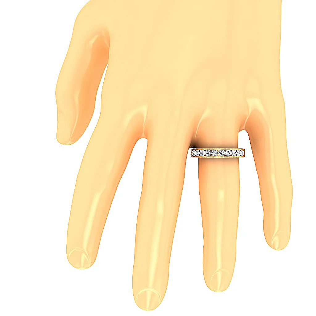 The Egypt 14K Solid Yellow Gold Genuine Diamond Channel Set Wedding Ring - Image 5