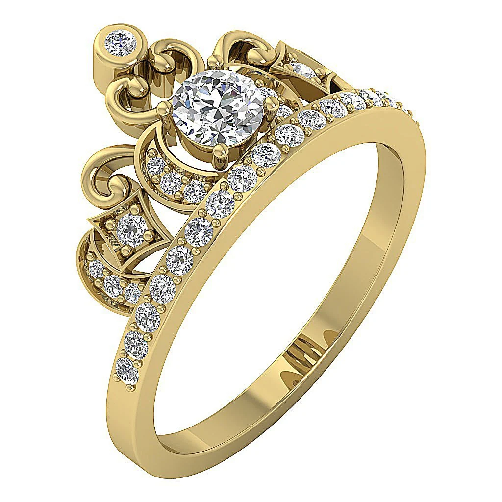 The Eithan Elegant Crown Solitaire Engagement Ring 14k White Gold Natural Diamond - Image 4