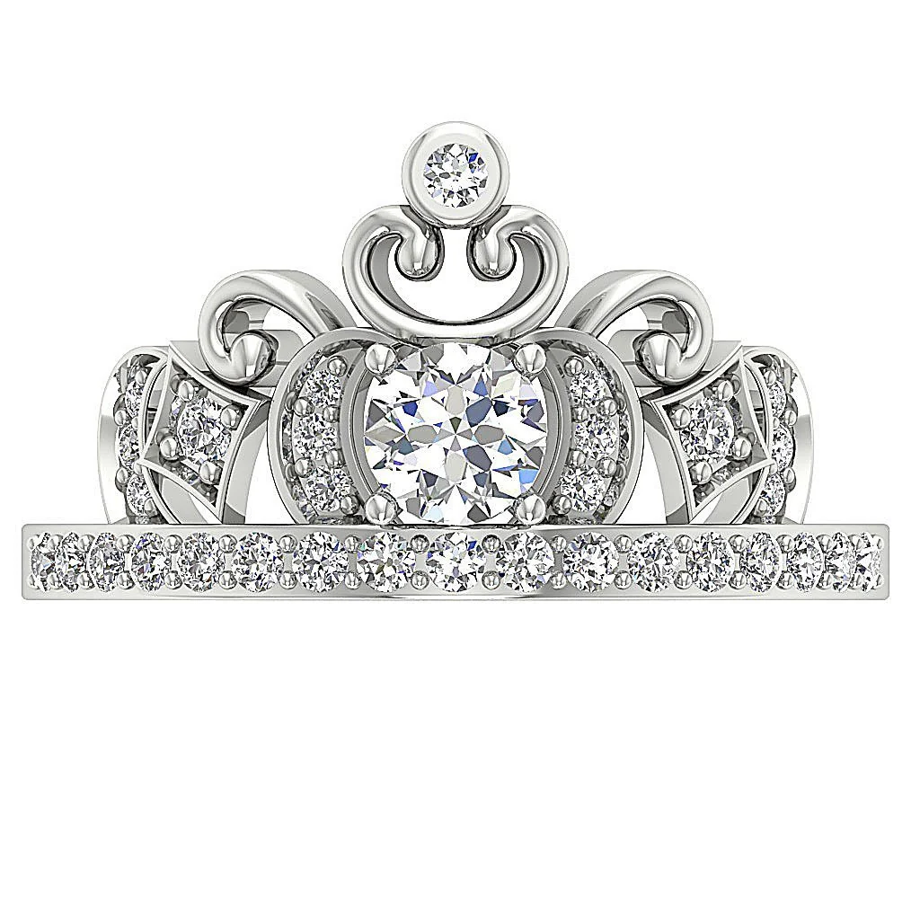 The Eithan Elegant Crown Solitaire Engagement Ring 14k White Gold Natural Diamond - Image 6