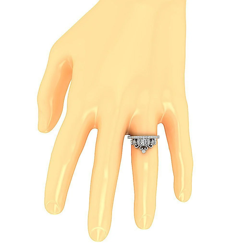 The Eithan Elegant Crown Solitaire Engagement Ring 14k White Gold Natural Diamond - Image 7
