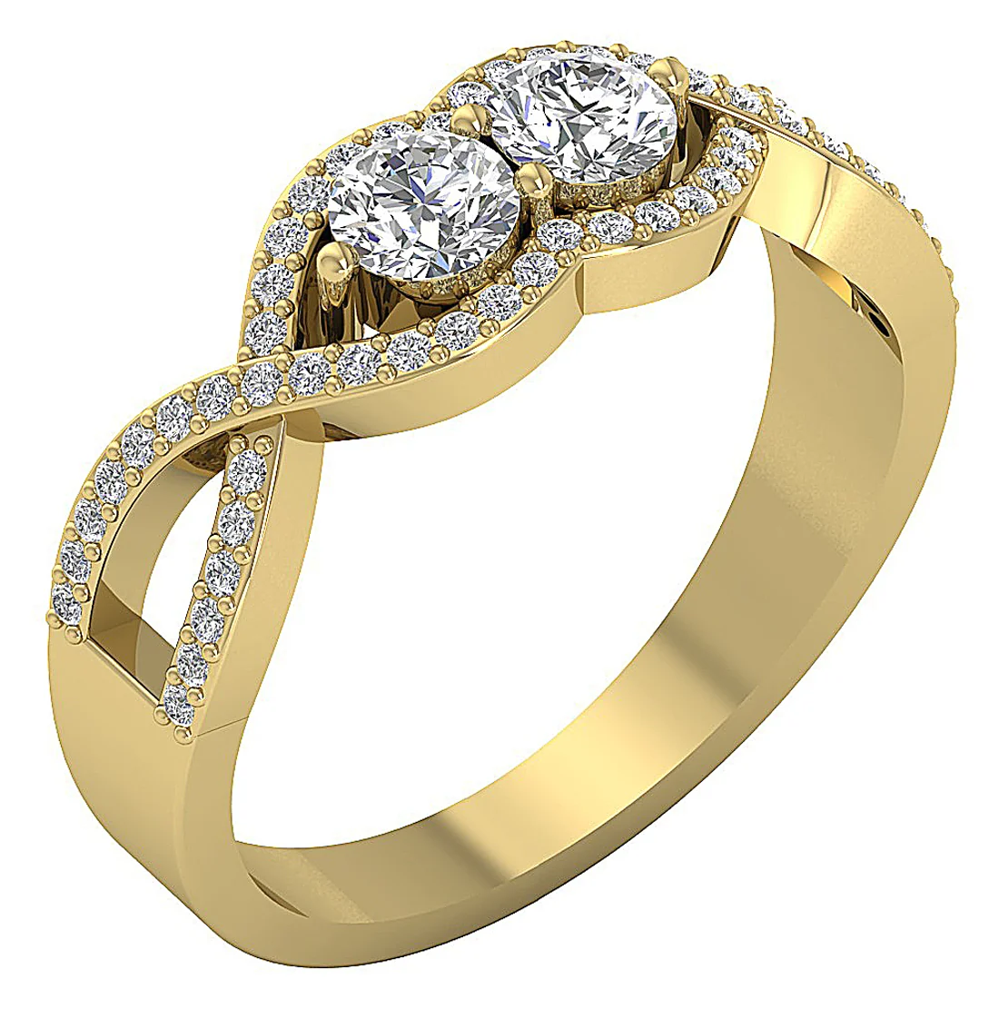 The Lillian 14k Yellow Gold Forever Us 2 Stone Solitaire Engagement Ring For Her